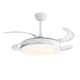 Ventilador de Teto Retratil 42' com Luz LED, Bivolt 110V/220V, Controle Remoto e Temporizador, Controle remoto via celular, TUYA APP