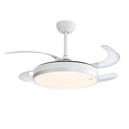 Ventilador de Teto Retratil 42' com Luz LED, Bivolt 110V/220V, Controle Remoto e Temporizador, Controle remoto via celular, TUYA APP
