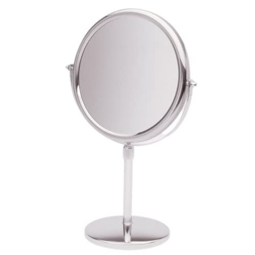 JERDON Two-Sided Tabletop Makeup Vanity Mirror - 5X-1X Magnification & Swivel Design - 9-Inch Diameter Mirror with Adjustable Height - Polished Chrome Finish - Model JP4045C