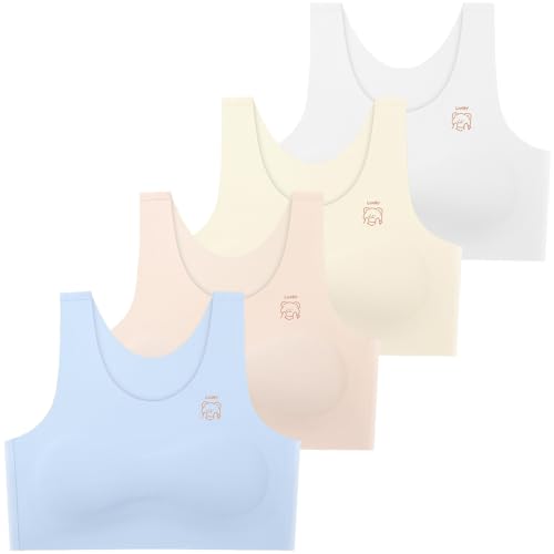Young Girls Seamless Bras Training Underwears No Show Bralette Invisible Sleep and Daily Crop Top for Kids 7-12 Years