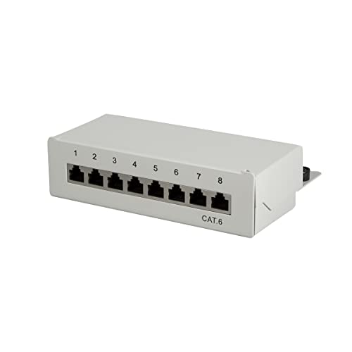 LogiLink Professional Cat.6 (250 MHz) Patchpanel - Verteilerfeld, Tisch/Wand/Desktop, STP (geschirmt) 8-Port (RJ45)