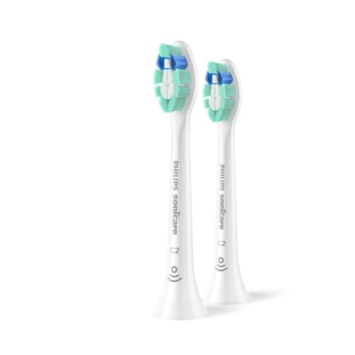 Philips Sonicare C2 Plaque Control Genuine Replacement Electric Toothbrush Heads for Sonicare Handle Owners Plaque Removal White 2 Pack HX9022/77