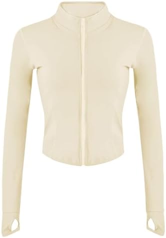 Lviefent Womens Lightweight Full Zip Running Track Jacket Workout Slim Fit Yoga Sportwear with Thumb Holes