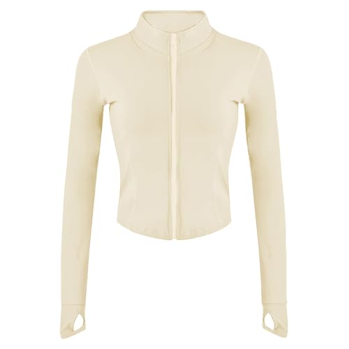 Image of Lviefent Womens Lightweight Full Zip Running Track Jacket Workout Slim Fit Yoga Sportwear with Thumb Holes