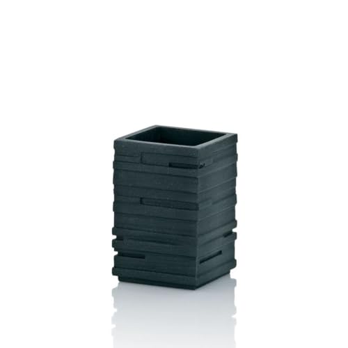Kela 20251 Zahnbürstenhalter Posidon aus Poly in Schwarz, Plastik, 7 x 7 x 10,5 cm