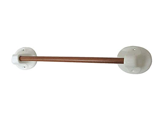 TOALLERO Pared Porcelana con Barra Madera Marron