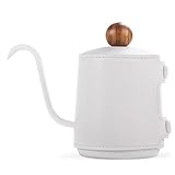 XFHuanHai Schwanenhals Pour Over Coffee Wasserkocher 350 ml Edelstahl Pour Over Drip Kaffeekanne Grifflose Gießkanne mit wärmeisolierender, verbrühungssicherer Ledertasche
