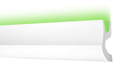 Cosca LED Stuckleisten aus Ecopolymer - Wand & Deckenleisten indirekte Beleuchtung, extrem resistent - (CK26-2 Meter) Zierleisten Licht Profile Weiß