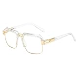 HVTVTLA Moda Marco de metal Lente verde oscuro Cuadrado Medio marco Gafas de sol Mujer Moda Aleación Envoltura Montura Gafas de lujo Hombres Negro, Blanco, Talla única