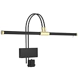 Cocoweb 22' LED Grand Piano Light in Black with Brass Accents with Dimmer Clip