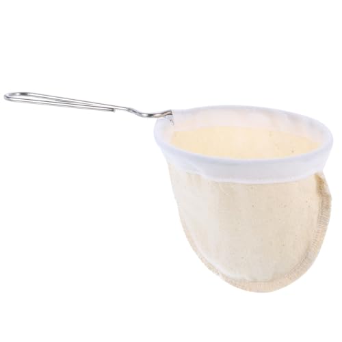 QUARKZMAN Filtro de Café de Tela de Franela, Colador de Café Reutilizable Hecho a Mano con Mango de Acero Inoxidable, Accesorios de Café para Casa, Oficina Y Cafetería, Color Beige