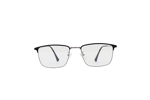 Image of ADMIRE Metal Frame Eyeglasses, Black, Rectangular Shape, Clear Lens, Lightweight Hal-Rim Spectacles