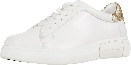 kate spade new york Women's Lift Lace Up Sneaker, Optic White/Pale Gold, 6.5