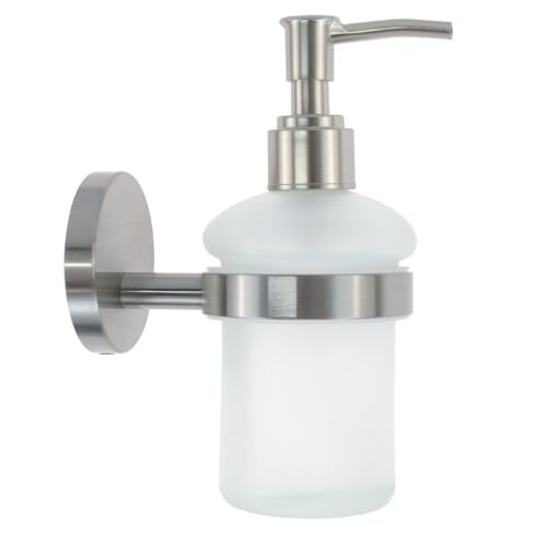 Vetrineinrete® Dispenser porta sapone per sapone liquido in acciaio satinato e vetro accessori da bagno