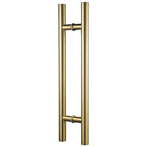 TOGU TG-6012 24 inches Solid Standoffs Heavy-Duty Commercial Grade-304 Stainless Steel Push Pull Door Handle/Barn Door Pull Handle/Glass Pulls, Satin Gold Finish Cover