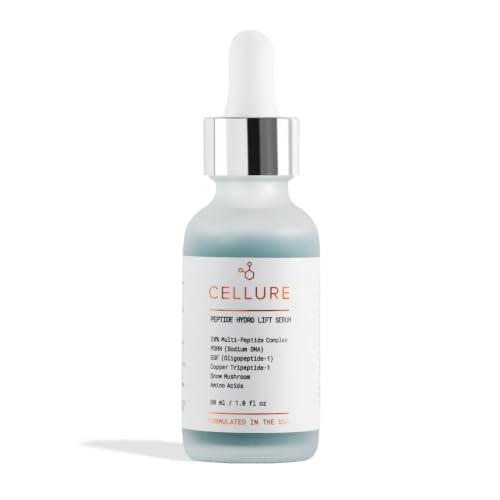 Cellure Peptide Hydro Lift Serum – Multi Peptide Firming & Smoothing Face Serum with EGF Growth Factors, Copper Peptides & Hyaluronic Acid, 1.0 fl oz (30 mL)