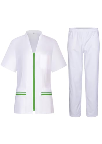 Victory Pack Uniformes Sanitarios Mujer medicos clinicas - 702-8312 (Blanco con Vivo Verde 7021-2, 3XL)