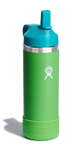 Image of Hydro Flask 18 Oz Kids Wide Mouth Straw Cap And Boot Grass