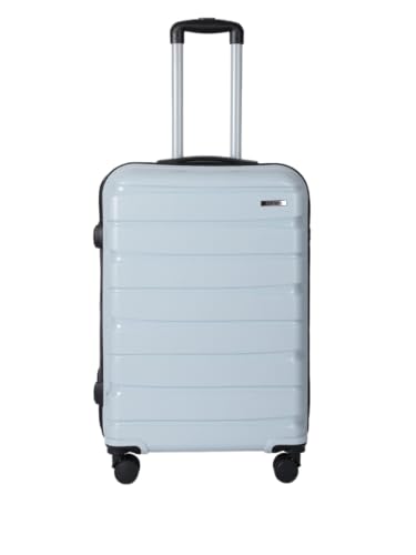 Image of TEAKWOOD LEATHERS Unisex 8 Wheels Trolley Bag, Hard Cabin with Zipper Closure, Adjustable Push Button & Cross Side Strap, Lock System 360 Degree (65 CM, Mettalic Silver)