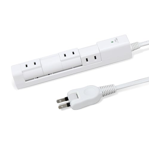 STYLED 回転式 マグネット付き 電源タップ ACコンセント 4口 2m ホワイト 延長コード 回転タップ 雷ガード 18ヵ月保証 1500W (AC×4口)