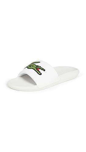 Lacoste Men's Croco Slide, White/Green Croc, 7