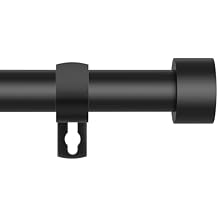 Black Curtain Rods for Windows 28 to 48 Inch,5/8 Inch Diameter Heavy Duty Metal Stainless Steel Drapery Rods with Brackets,Modern Curtain Rod with Simple End Caps