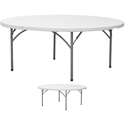 5' Round Granite White Plastic Table, Heavy Duty Banquet Table Party Plastic Tables White Folding Table Round Wedding Folding Table 5 Feett Round Granite White Plastic Table (2, 5 Feet Fold in Half) Cover