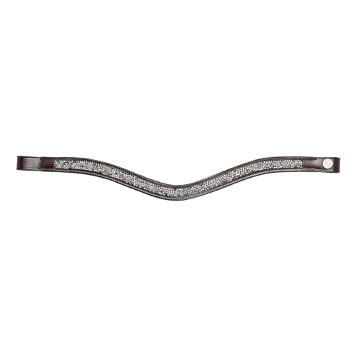 Equinavia Valkyrie Curved Crystal Brow Band - Brown/Silver - Horse
