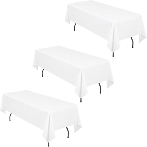 GYTFOG 3 Pcs Rectangle Tablecloth, White Table Cloth Party, 137x183 Cm Plastic White Table Cloth for Rectangle Tables, for Wedding,Restaurant,Party,Banquet