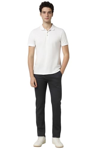 Image of Peter England Men's Straight Fit Mid Rise Chino Casual Trouser with Premium Dobby