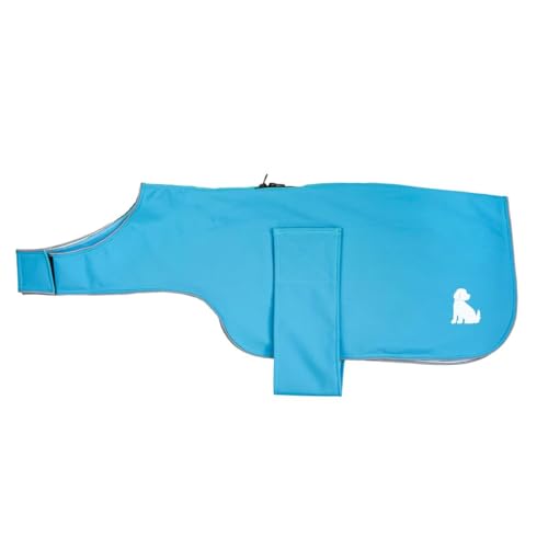 MS-Trachten Hundemantel Softshell Wasserfest Winddicht Hundemantel mit Leinenportal und Klettverschluss (Hellblau, XL)