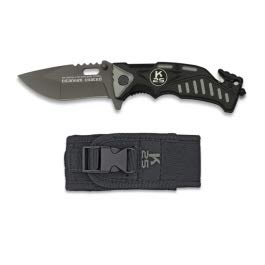 cuchilleria deportiva K25 18105-A. Navaja asistida K25. Mango de Aluminio. Hoja: 8.7 cm. Cutter. Rompevidrio. Funda de Nylon. Herramienta para...