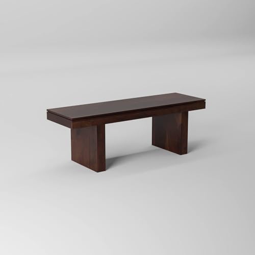 Image of Solid Wood Strong & Durable Seating Bench for Home and Office, Multipurpose Seating Bench, Balcouny /Outdoor /Daining Bench - 52x16x18 Inch, Walnut Finish