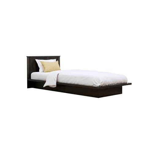 Image of Bniture Modern Low Height Single Size Bed Without Storage | Engineered Wood Platform Bed Designer Headboard | Bed King Size Wooden Cot Double Bed for Bedroom 3 Year Warranty (Flower Wenge)