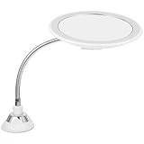 Yardwe LED Kosmetikspiegel aus Abs und Glas mit 10 facher Vergrößerung Runder Tragbarer Schminkspiegel mit Saugnapf für Badezimmer Leicht und Kompakt