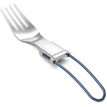 GSI Outdoors 61106 Glacier Folding Fork Stainless Steel Fork with Locking Handle, Blue