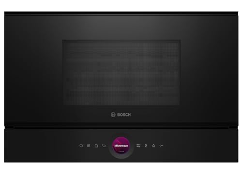 Bosch BEL7321B1 Serie 8 Einbau-Mikrowelle Schwarz 38 x 60 cm 900W Türanschlag Links AutoPilot 10 mit 10 Automatikprogramme Reinigungsunterstützung TFT-Touchdisplay LED-Beleuchtung