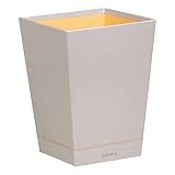 RHODIA 318821C - Corbeille à Papier Argent - 24x24x32 cm - Piqûres Sellier Orange - Extérieur Simili Cuir - Collection Home Office Rhodiarama - Organisation de Bureau & Rangement Design