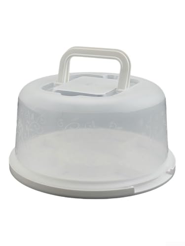 Contenedor redondo para tartas con tapa y asa para almacenamiento de transporte, caja de hornear de polipropileno de 26 cm para pasteles de 8 pulgadas, cubierta transparente de cúpula con cierre a
