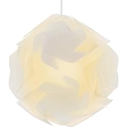 Lamparas De Techo De Papel Baratas kwmobile Lámpara de techo blanca - Pantalla geométrica DIY para cocina comedor dormitorio - Diseño con estructura puzzle colgante - Diámetro 28 CM