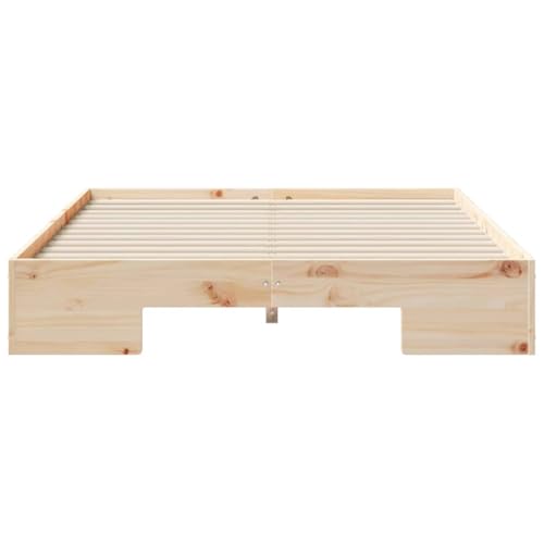 Vidaxl Struttura Letto In Legno Di Pino Naturale 135 X 190 Cm, Verniciata, Stile Moderno, Per Uso Interno, Colore Marrone, Finitura Opaca, Senza Boxspring, Con Spazio Di Stoccaggio, Ideale Per La Cam - 5