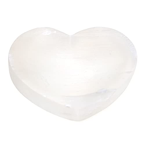 HALUKAKAH Cristaux Pierres Marocain Sélénite Bol de Recharge Fengshui Nettoyage Rafraîchir Cristal Pierre Précieuse Naturelle Forme Cœur 6cm Cover