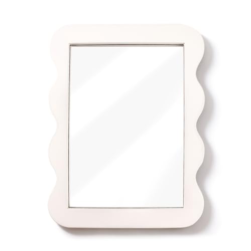 CFDYMTJ 16 x 12 Inch White Wall Mirror Decorative Wave