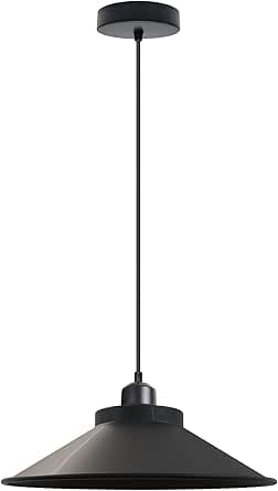 LEDSone Black Industrial Vintage Style Ceiling Hanging Pendant Light Metal Shade E27 Adjustable Light Fixture for Bedroom and Living Room Without Bulb