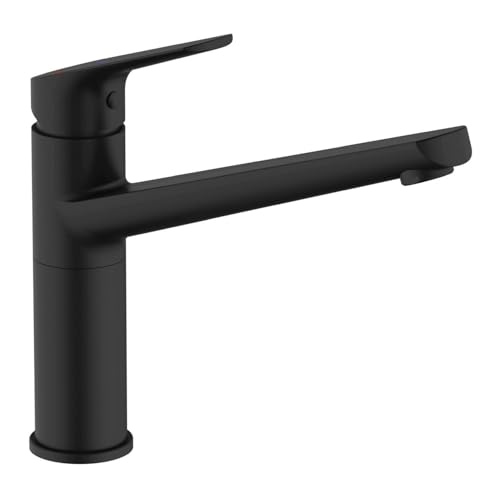 Edouard Rousseau - Mitigeur Évier Bas SOKAR - Fonction Rapid Fix - Débit Limité 8,5 L/min - Bec Mobile (Noir)