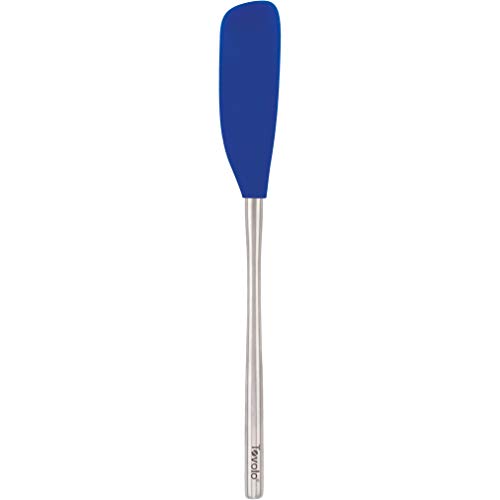 Tovolo Flex-Core Stainless Steel Narrow Handled Jar Scraper Spatula, Removable Head, Dishwasher Safe, Stratus Blue