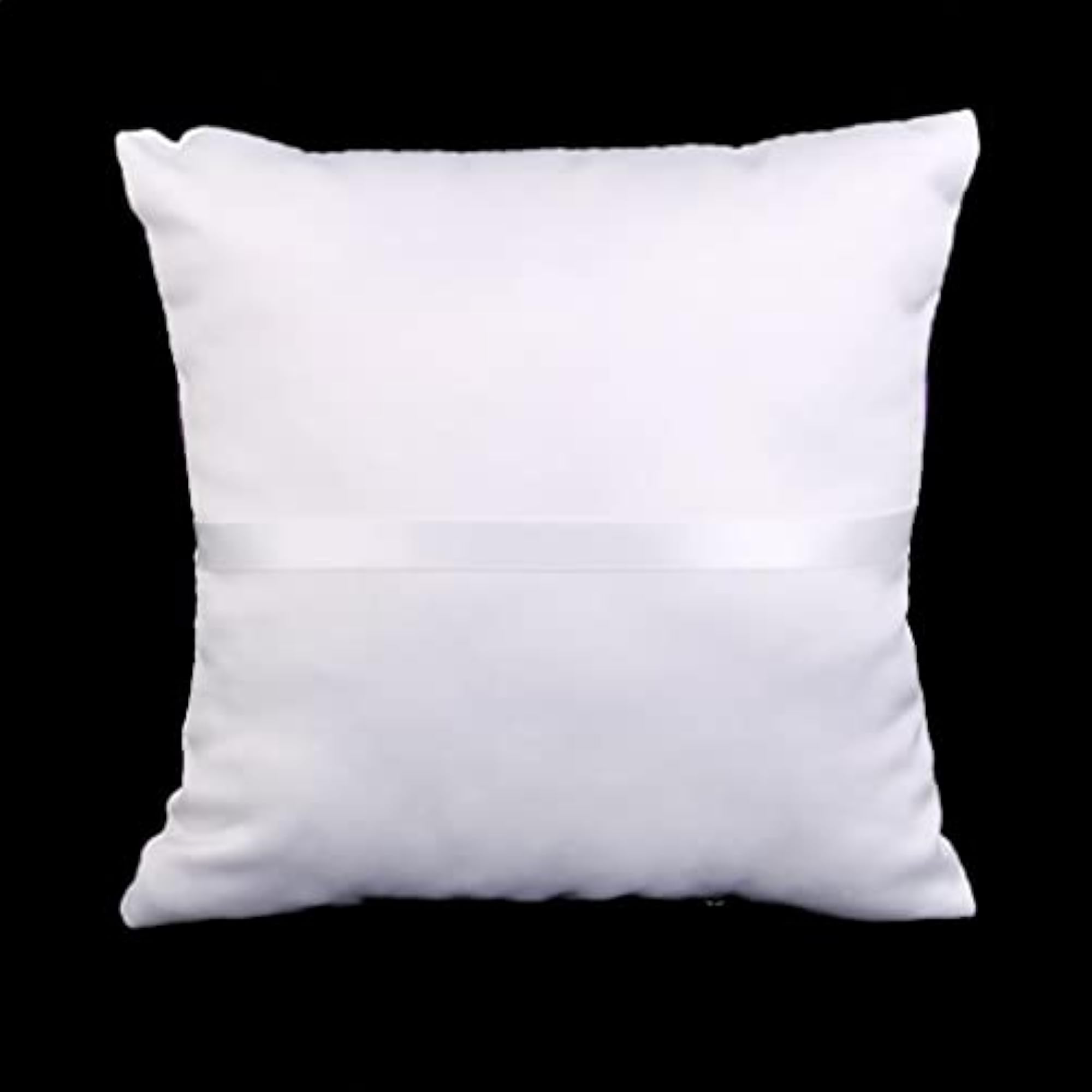 Wedding White Satin Ring Bearer Pillow with Purple Ribbon