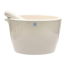United ScientificTM Ceramic Mortar and Pestle Set - 1900mL Capacity, Deep Form with Pour Spout, Unglazed Grinding Bowl Surface for Kitchen or Lab Use - Herbs & Spices, Pill Crusher