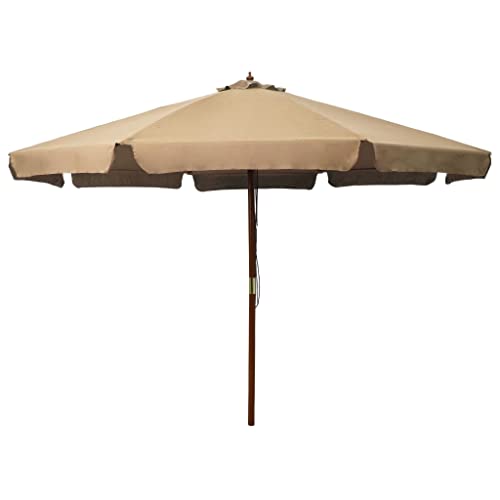 Parasol d extérieur avec mât en bois 330 cm Taupe