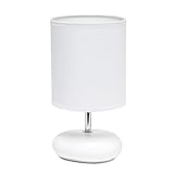Simple Designs LT1153-WHT Petite Circle Stone Table Lamp for Bedroom, Kids Room, Office, Living Room, Nursery, Reading Nook, White